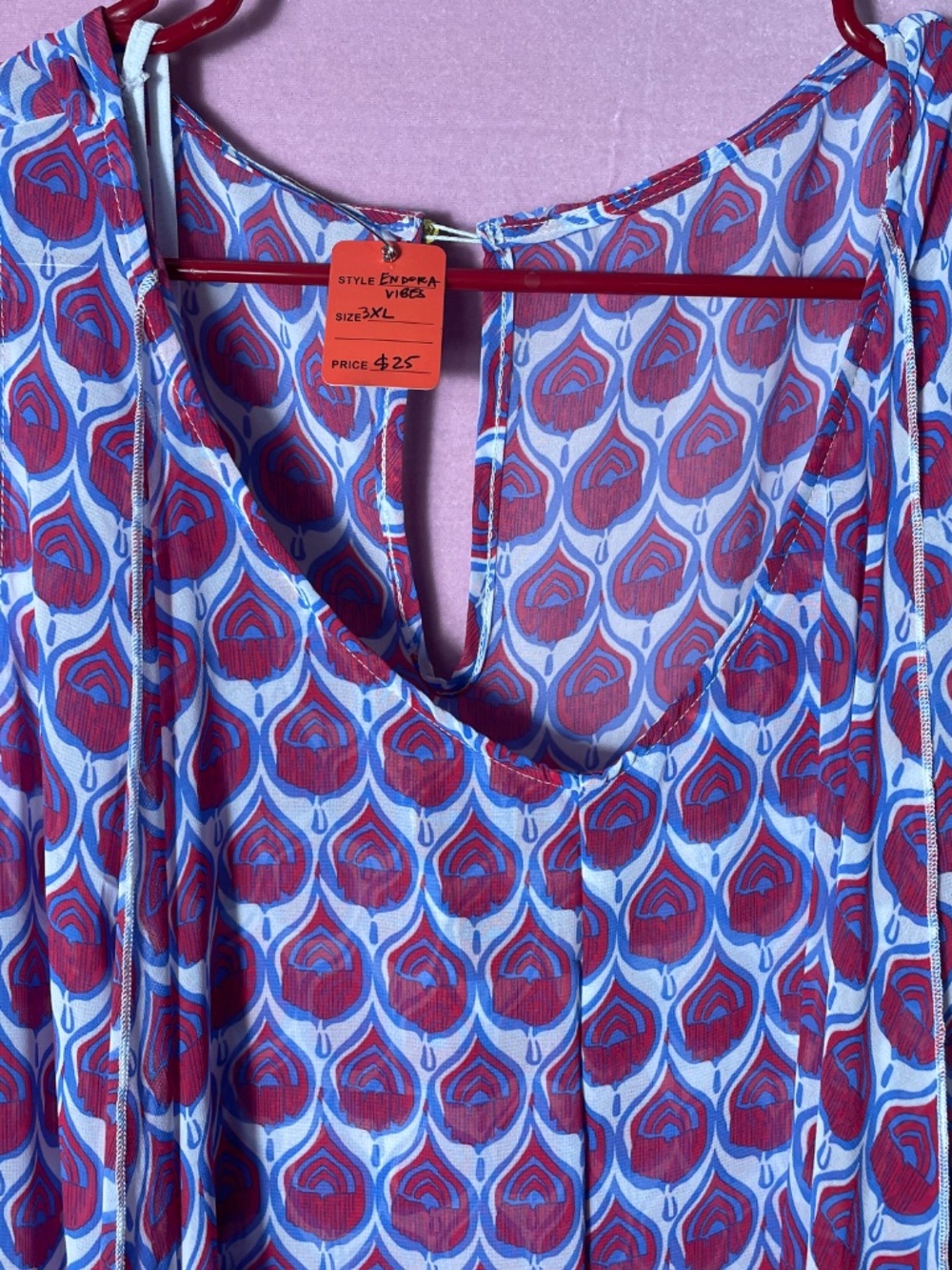 Mod-style Sz.3X flowy sleeveless dress with handkerchief hem - Picture 5 of 7